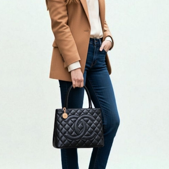 ✨️Authentic Chanel Black Medallion Caviar Leather Tote Bag (Excellent Condition) - Picture 2 of 16